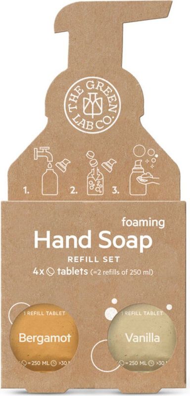 Handzeep Navulset - Bergamot & Vanille - 4 Tabletten - Natuurlijke Ingrediënten