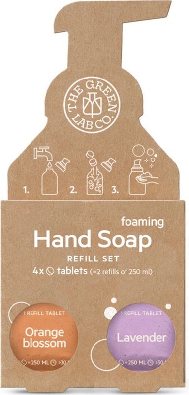 Handzeep Navulset - Oranjebloesem & Lavendel - 4 Tabletten - Vegan Friendly - Biologisch Afbreekbaar