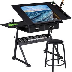 Tekentafel Volwassenen - Workstation - Tekentafels Verstelbaar - Kantelbaar Tafelblad