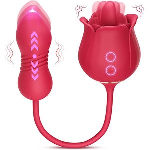 Loove - Luxe vibrator met tong beweging dildo - Gspot stimulator - Clitoris - seksspeeltje - sex toy - luchtdruk - Rood