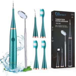 Dentect Tandsteen Verwijderaar Elektrisch – Tandplak Verwijderaar - Tandenborstel Opzetstukken - Tandarts Haakje - 5 standen - Groen