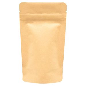 Stazakken kraftpapier 85 x 125 mm (100 ml) Hersluitbaar Blokbodem Vochtdicht en Luchtdicht Gripzakje - per 100 stuks - Sta Zakken - Blok Bodem - Gripsluiting - Hersluitbare Stazak