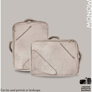 MONOW - Laptop Bag - Backpack - Sandstone - Up to 16inch - Beige - 100% recycled textile