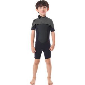 Wetsuit zwart maat 4 voor kinderen met korte mouwen en broekspijpen - wetsuit kind 2,5mm scr neopreen