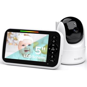 Nubex® Babyfoon met camera - Op afstand bestuurbaar - 5 inch Extra Groot Scherm - Video & Audio - Baby monitor