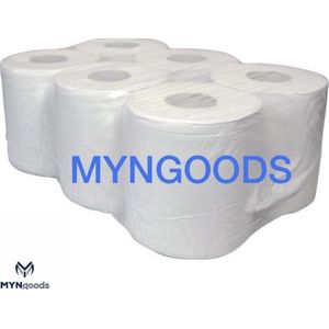 6 premium papieren Handdoek Rol in een kartonnen doos 2 laags van MYNGOODS - Midi rollen - poetspapier - Handdoekrollen poetspapier 2 laags