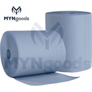 6 PREMIUM BLAUW HANDDOEKROL MiDi van MYNgoods in een kartonnen doos. - 2 Laags poetspapier midi rol