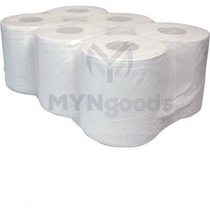 Witte Poetspapier 2 laags  6 midi rollen in een folie van Myngoods.  (Tork Rollen Wegwerp Handdoek Rol.)