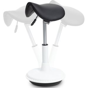 Wobblez® Zadelkruk - Ergonomische Bureaustoel voor Bureaus met een hoogte 60-80 cm - Wiebelkruk in hoogte verstelbaar van 43-63 cm - Witte zadelkruk met Zwarte zitting