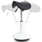 Wobblez® Zadelkruk - Ergonomische Bureaustoel voor Zit Sta Bureaus met een hoogte 80-95 cm - Wiebelkruk in hoogte verstelbaar van 55-75 cm - Witte zadelkruk met Zwarte zitting