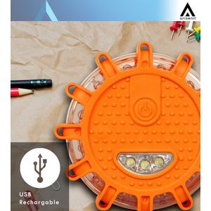 Arisenn® Noodverlichting Zwaailamp OPLAADBAAR 12 LED Oranje met magneet - 9 lichtstanden zwaailicht nood en waarschuwings licht | felle noodlamp | incl. magneet | Alarmlicht | Magnetische noodverlichting