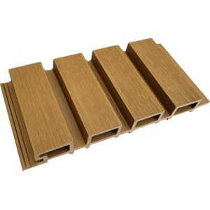 Composiet gevelbekleding - Hout composiet - Wandbekleding voor buiten - buitenpanelen - wandpanelen - sample - Kleur TEAK - sample stuk 10cm