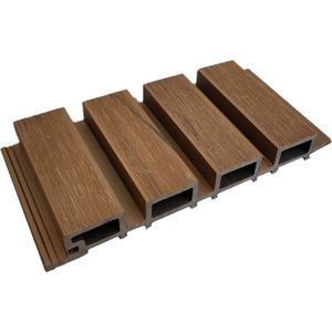 Composiet gevelbekleding - Hout composiet - Wandbekleding voor buiten - buitenpanelen - wandpanelen - sample - Kleur Walnoot - sample stuk 10cm