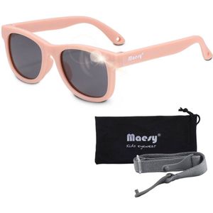 Maesy - baby zonnebril Indi - 0-2 jaar - flexibel buigbaar - verstelbaar elastiek - gepolariseerde UV400 bescherming - jongens en meisjes - babyzonnebril vierkant - licht roze