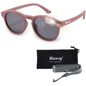 Maesy - baby zonnebril Bowi - 1-3 jaar - flexibel buigbaar - verstelbaar elastiek - gepolariseerde UV400 bescherming- dreumes en peuter - jongens en meisjes - kinder zonnebril rond - paars