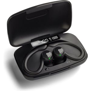 OOQE FIT PRO - Oordopjes - Zwart - Ergonomische Haakjes - 80 Uur Batterijduur