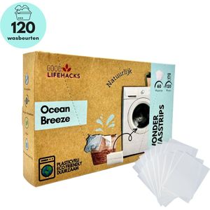 Good Lifehacks Wonder Wasstrips - Wasmiddel & Wasverzachter - Wasmiddeldoekjes - 80 Wasvellen - Plastic Vrij - Biologisch Afbreekbaar - Zero Waste - Hypoallergeen - Ocean Breeze