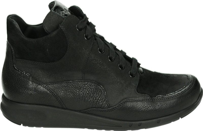 Durea - 9735 K - Hoge Sneakers - Zwart - Leer/Nubuck - Wijdte K