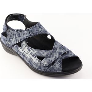 Durea - 7258 - Sportieve Sandaal - Blauw - Leer - Klittenbandsluitingen