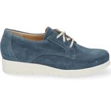 Durea - Denim Veterschoen - Blauw - Leer - Uitneembaar Voetbed