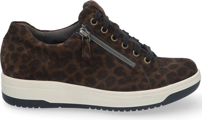 Durea - 6291 - Sneaker - Olijf - Leer - Veter-Rits Combinatie