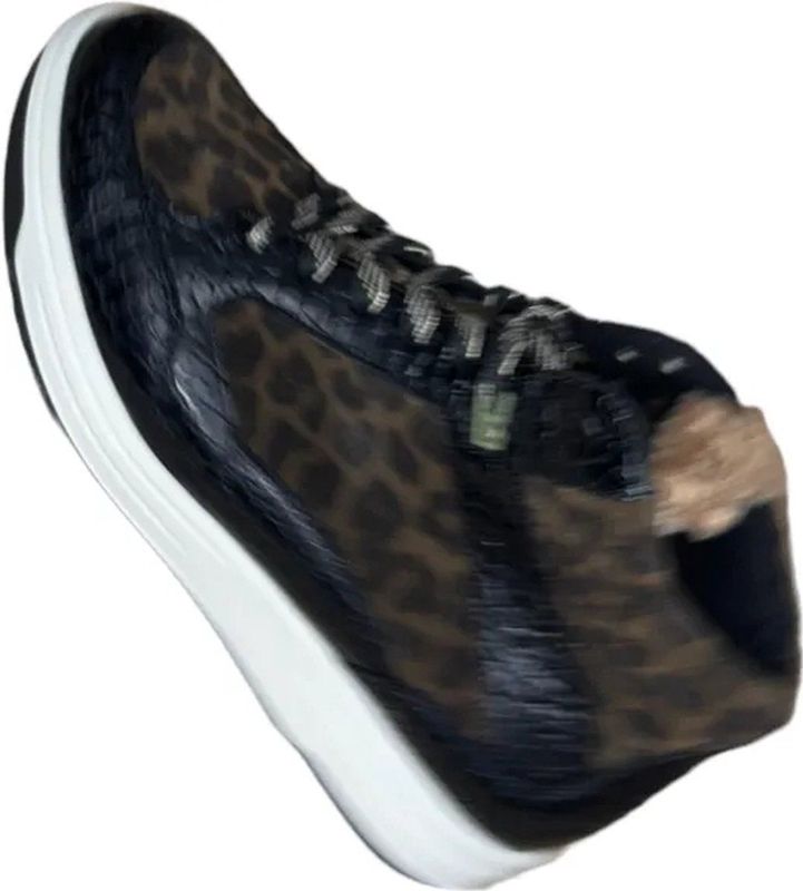Durea - Durea Sneakers - Zwart Olijfgroen Taupe - Dierenprint - Hoog
