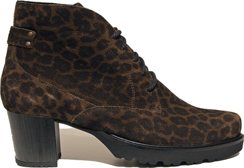 Durea - 9777 - Wandelschoenen - Groen Bruine Panterprint - Hoogwaardige Materialen