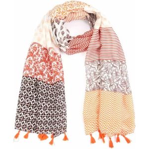 Bijoutheek Sjaal (Fashion) Verschillende Patronen (90 x 180cm) Oranje