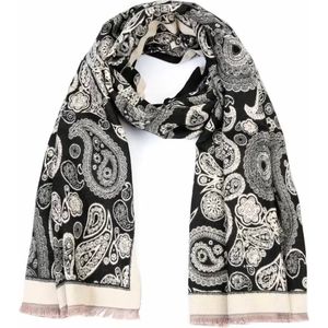 Bijoutheek Sjaal (Fashion) paisley motief (185cm x 62cm) Zwart