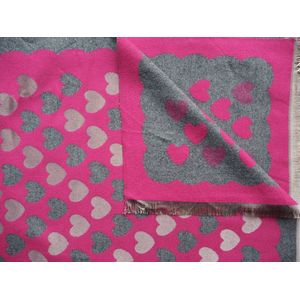 Bijoutheek Sjaal (Fashion) Hartjes patroon (190cm x 65cm) Fuchsia