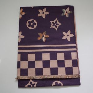 Bijoutheek Sjaal (Fashion) Bloemen patroon geblokt (190cm x 65cm) Paars
