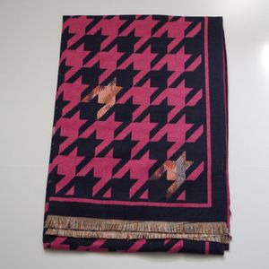 Bijoutheek Sjaal (Fashion) Pied-de-poule patroon (190 x 70cm) Fuchsia