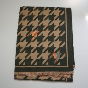Bijoutheek Sjaal (Fashion) Pied-de-poule patroon (190 x 70cm) Donker Groen