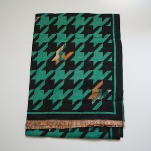 Bijoutheek Sjaal (Fashion) Pied-de-poule patroon (190 x 70cm) Groen