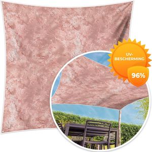 MuchoWow® - Schaduwdoek - Roze - Marmer - Patroon - 96% UV-bestendig - Hoogwaardig polyester - Zonnedoek - Weerbestendig - Tuin - Tarp - 300x300 cm