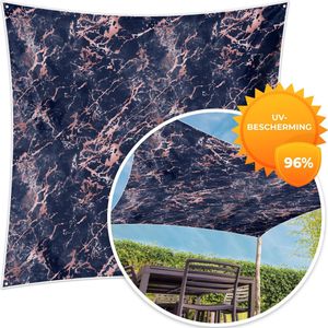 MuchoWow® - Schaduwdoek - Roze - Marmer - Blauw - Patroon - 96% UV-bestendig - Hoogwaardig polyester - Zonnedoek - Weerbestendig - Tuin - Tarp - 300x300 cm