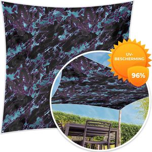 MuchoWow® - Schaduwdoek - Marmer - Blauw - Patroon - 96% UV-bestendig - Hoogwaardig polyester - Zonnedoek - Weerbestendig - Tuin - Tarp - 300x300 cm