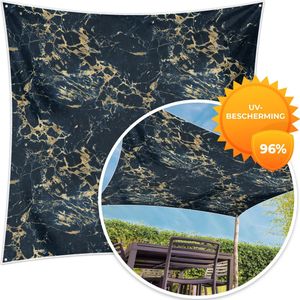 MuchoWow® - Schaduwdoek - Goud - Patroon - Marmer - Chic - 96% UV-bestendig - Hoogwaardig polyester - Zonnedoek - Weerbestendig - Tuin - Tarp - 300x300 cm