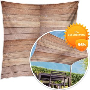 MuchoWow® - Schaduwdoek - Eikenhout - Planken - Patronen - 96% UV-bestendig - Hoogwaardig polyester - Zonnedoek - Weerbestendig - Tuin - Tarp - 300x300 cm