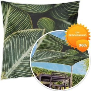 MuchoWow® - Schaduwdoek - Bladeren - Planten - Natuur - 96% UV-bestendig - Hoogwaardig polyester - Zonnedoek - Weerbestendig - Tuin - Tarp - 300x300 cm