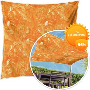 MuchoWow® - Schaduwdoek - Oranje - Marmer - Verf - 96% UV-bestendig - Hoogwaardig polyester - Zonnedoek - Weerbestendig - Tuin - Tarp - 300x300 cm
