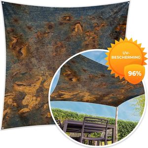 MuchoWow® - Schaduwdoek - Roest - Geel - Blauw - 96% UV-bestendig - Hoogwaardig polyester - Zonnedoek - Weerbestendig - Tuin - Tarp - 300x300 cm