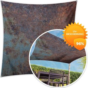 MuchoWow® - Schaduwdoek - Roest - Muur - Blauw - 96% UV-bestendig - Hoogwaardig polyester - Zonnedoek - Weerbestendig - Tuin - Tarp - 300x300 cm