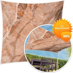 MuchoWow® - Schaduwdoek - Oranje - Wit - Graniet - Keien - 96% UV-bestendig - Hoogwaardig polyester - Zonnedoek - Weerbestendig - Tuin - Tarp - 300x300 cm