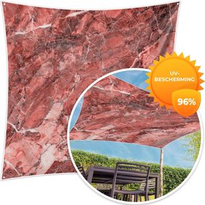 MuchoWow® - Schaduwdoek - Steen - Rood - Roze - Graniet - 96% UV-bestendig - Hoogwaardig polyester - Zonnedoek - Weerbestendig - Tuin - Tarp - 300x300 cm