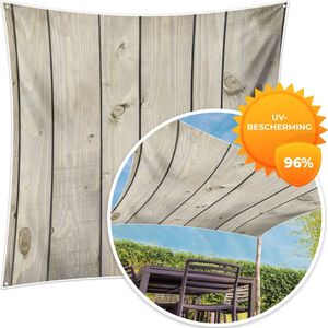 MuchoWow® - Schaduwdoek - Naturel - Hout - Design - 96% UV-bestendig - Hoogwaardig polyester - Zonnedoek - Weerbestendig - Tuin - Tarp - 300x300 cm