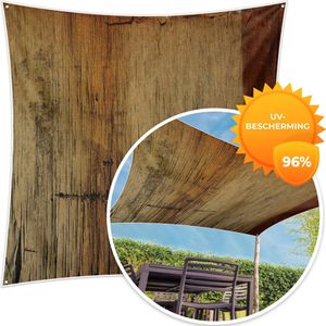 MuchoWow® - Schaduwdoek - Hout - Boom - Hardhout - 96% UV-bestendig - Hoogwaardig polyester - Zonnedoek - Weerbestendig - Tuin - Tarp - 300x300 cm