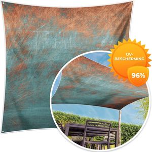 MuchoWow® - Schaduwdoek - Metaal - Roest - Brons - Blauw - Abstract - Structuur - 96% UV-bestendig - Hoogwaardig polyester - Zonnedoek - Weerbestendig - Tuin - Tarp - 300x300 cm