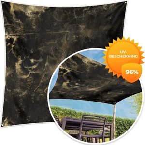 MuchoWow® - Schaduwdoek - Goud - Zwart - Luxe - Structuur - 96% UV-bestendig - Hoogwaardig polyester - Zonnedoek - Weerbestendig - Tuin - Tarp - 300x300 cm