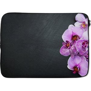 Laptophoes - Orchidee - Flora - Bloemen - Roze - Grijs - Laptop sleeve - Laptop hoes - Laptop - 13 Inch